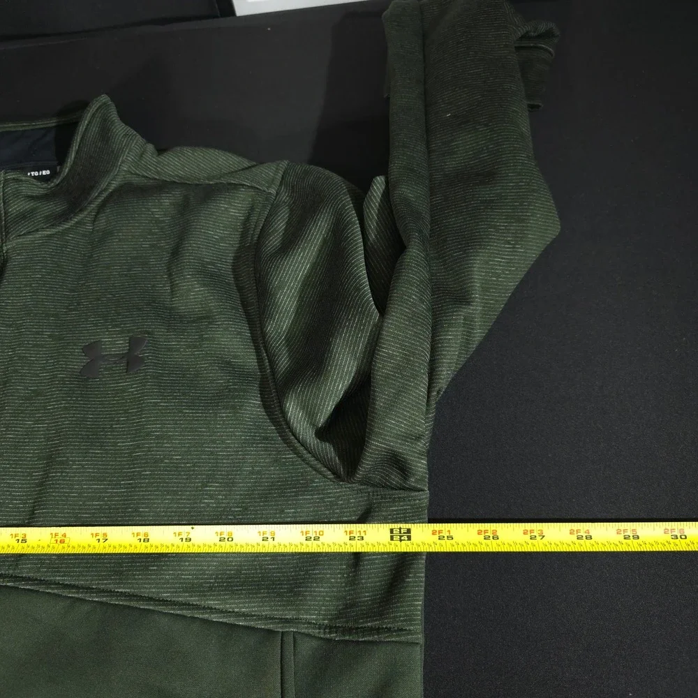 Under Armour ColdGear Jacket Mens XL Green Full Zip Loose Fit Mock Neck 15484